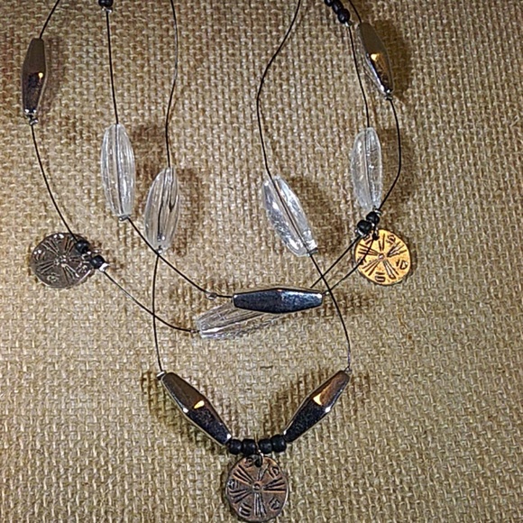 Chicos Multi-strand Beaded Necklace Illusion Wire - Picture 2 of 4